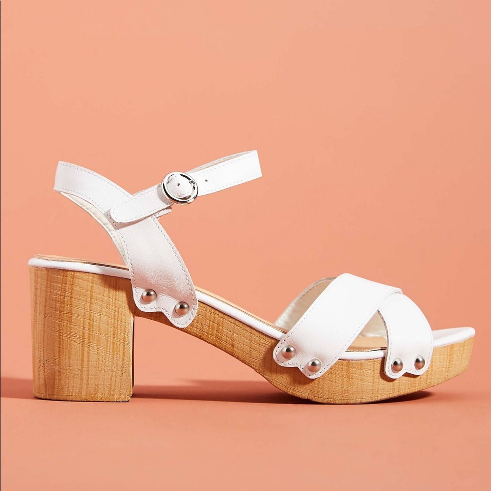 Silent D Byron Platform Clog Sandal Heels White